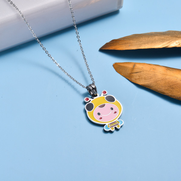 Stainless Steel Enamel Cute Pendant Necklace for Kids -SSNEG143-33028