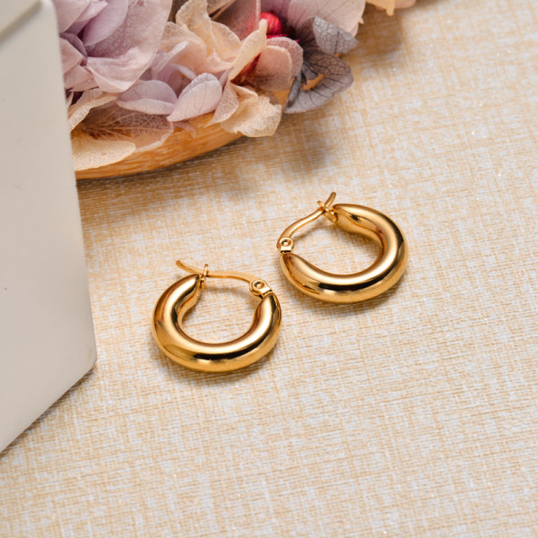 18k Gold Plated Tube Hoop Earrings -SSEGG143-32849