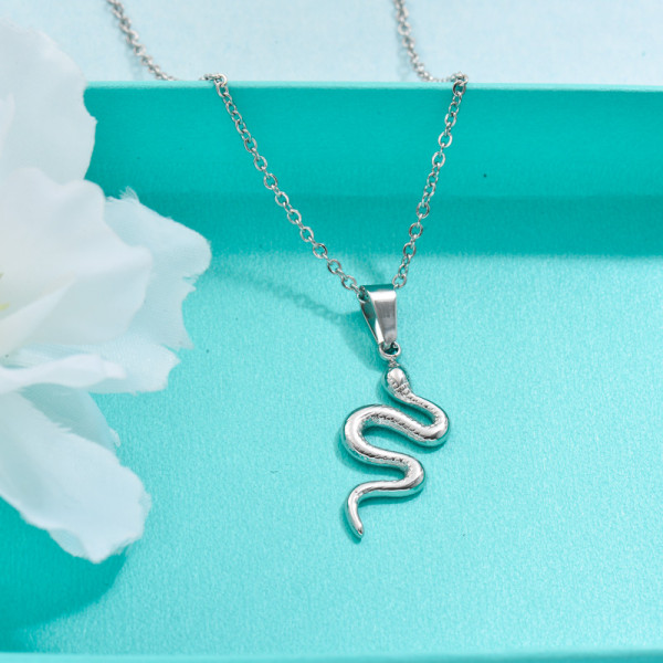 Stainless Steel Snake Pendant Necklace -SSNEG143-32719