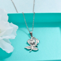 Stainless Steel Rose Pendant Necklace -SSNEG143-32718