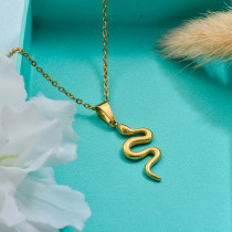18k Gold Plated Snake Pendant Necklace -SSNEG143-32651