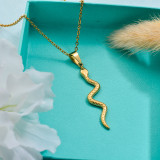 18k Gold Plated Snake Pendant Necklace -SSNEG143-32650