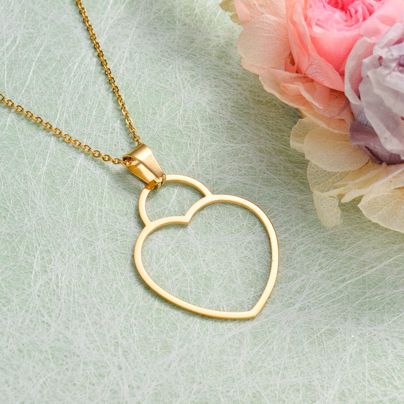 18k Gold Plated Heart Pendant Necklace -SSNEG143-32897