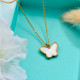 18k Gold Plated Monther Pearl Butterfly Pendant Necklace -SSNEG143-32670