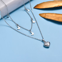 Stainless Steel Heart Layered Necklace -SSNEG143-32991