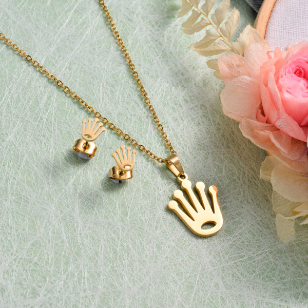 18k Gold Plated Crown Jewelry Sets -SSCSG143-32889