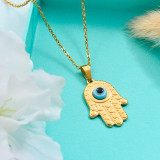 18k Gold Plated Evil Eye Hamsa Hand Pendant Necklace -SSNEG143-32679