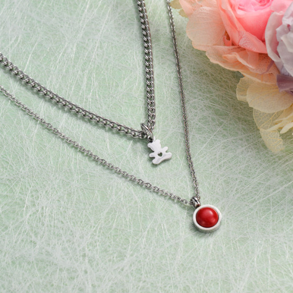 Stainless Steel Layered Necklace -SSNEG143-32895
