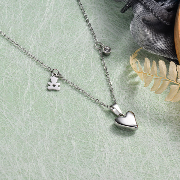 Stainless Steel Heart Pendant Necklace -SSNEG143-32913