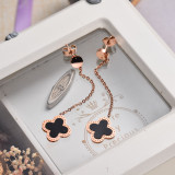 Rose Gold Plated Clover Drop Earrings -SSEGG143-32863