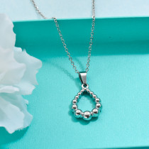 Stainless Steel Oval Pendant Necklace -SSNEG143-32701
