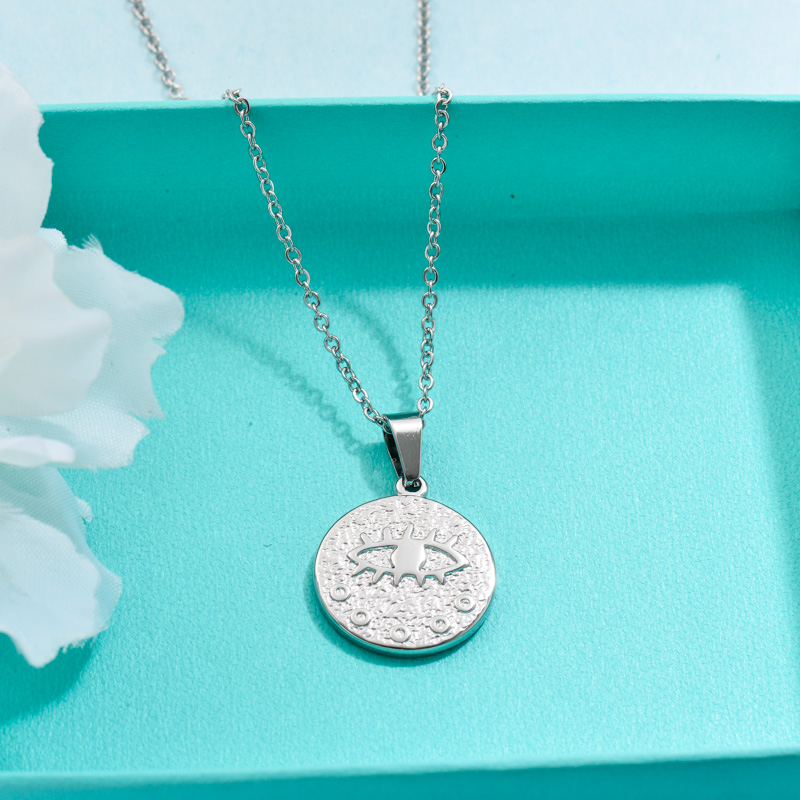 Stainless Steel Evil Eye Pendant Necklace -SSNEG143-32711