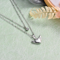 Stainless Steel Heart Layered Necklace -SSNEG143-32908