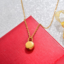 18k Gold Plated Round Pin Pendant Necklace -SSNEG143-32764