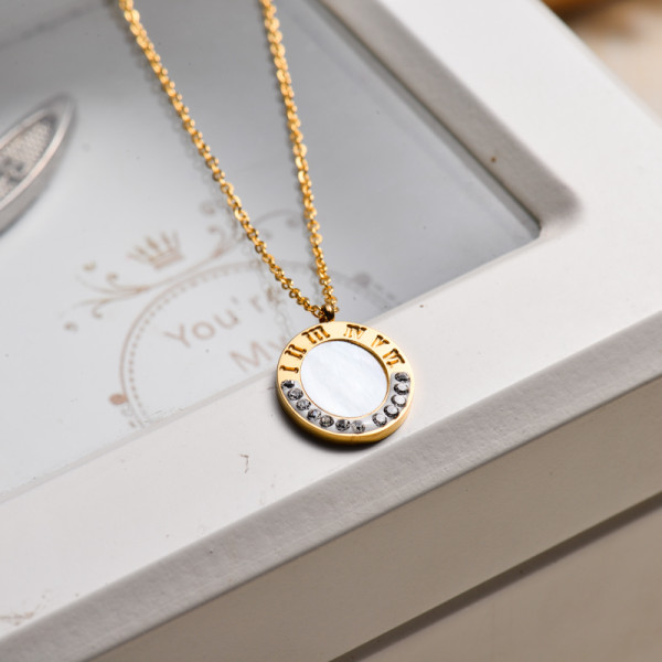 18k Gold Plated Crystal Shell Pendant Necklace -SSNEG143-32827