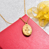 18k Gold Plated San Benito Medal Pendant Necklace -SSNEG142-32731