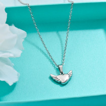 Stainless Steel Wing Heart Pendant Necklace -SSNEG143-32704