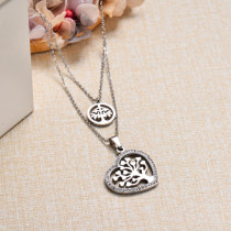 Stainless Steel Crystal Tree of Life Layer Necklace -SSNEG143-32843