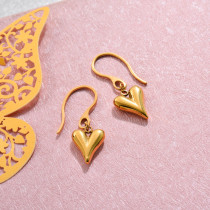 18k Gold Plated Heart Drop Earrings -SSEGG143-32801