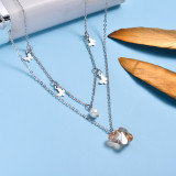 Stainless Steel Dainty Butterfly Layer Necklace -SSNEG143-32995