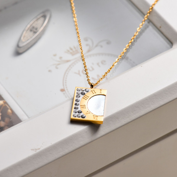 18k Gold Plated Crystal Shell Pendant Necklace -SSNEG143-32825