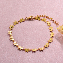 18k Gold Plated Butterfly Link Chain Bracelets -SSBTG143-32775