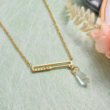 18k Gold Plated Crystal Bar Pendant Necklace -SSNEG143-32892