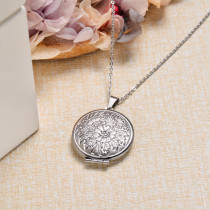 Stainless Steel Lock Pendant Necklace -SSNEG143-32854