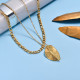 18k Gold Plated Leaf Double Layer Necklace -SSNEG143-33012