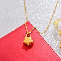 18k Gold Plated Star Pin Pendant Necklace -SSNEG142-32767