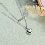 Stainless Steel Heart Layered Necklace -SSNEG143-32910