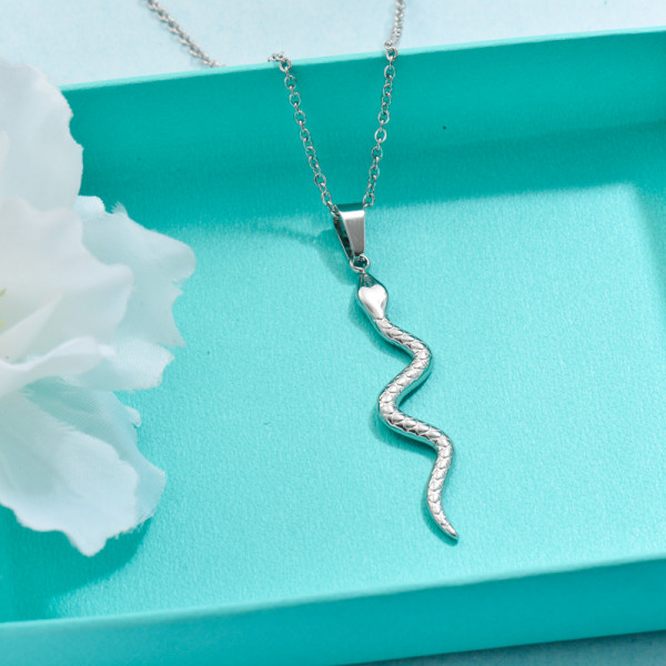 Stainless Steel Snake Pendant Necklace -SSNEG143-32697