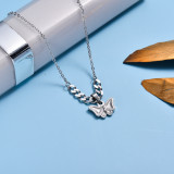 Stainless Steel Butterfly Layer Necklace -SSNEG143-33021