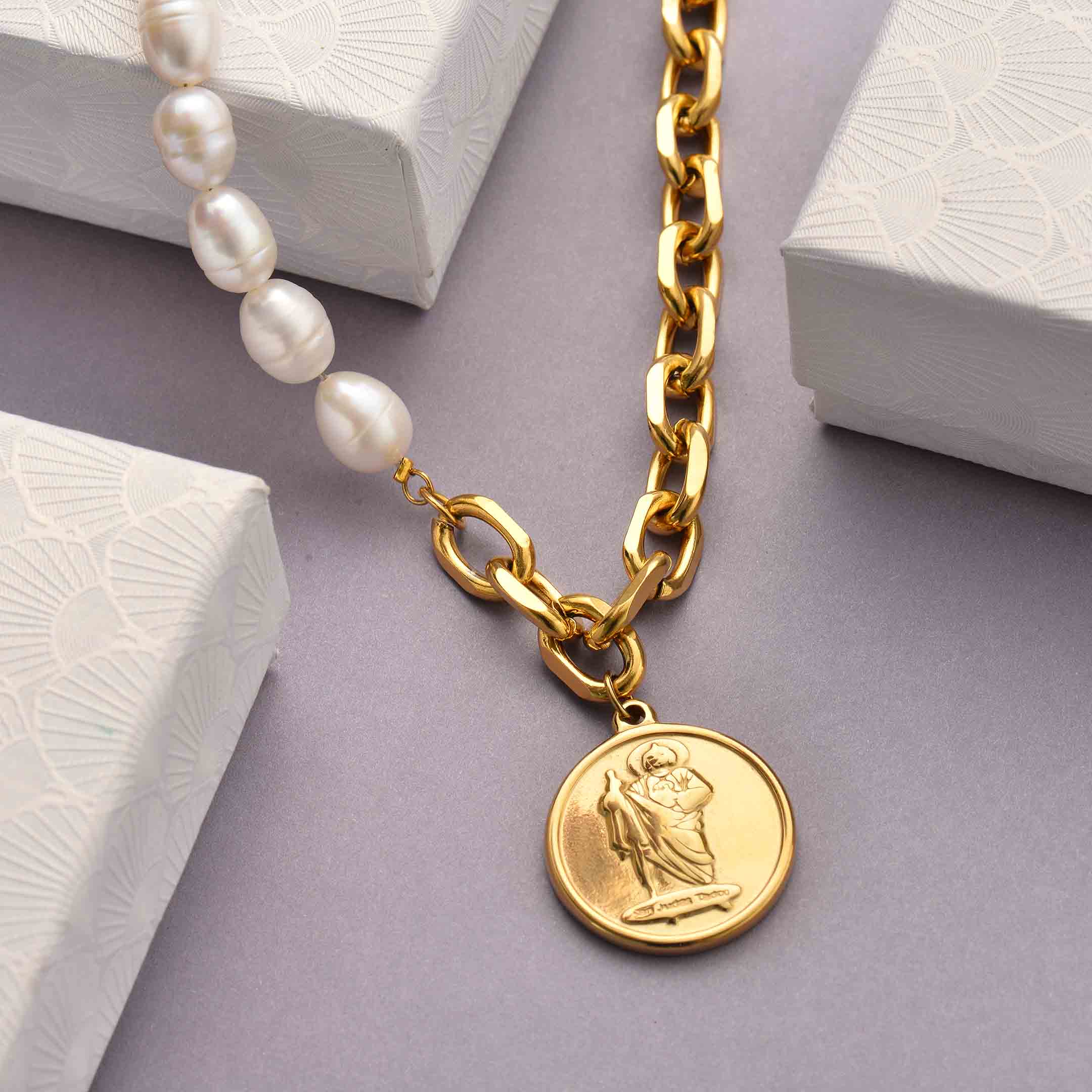 Collares de Acero Inoxidable para Mujer al por Mayor -SSNEG142-33753