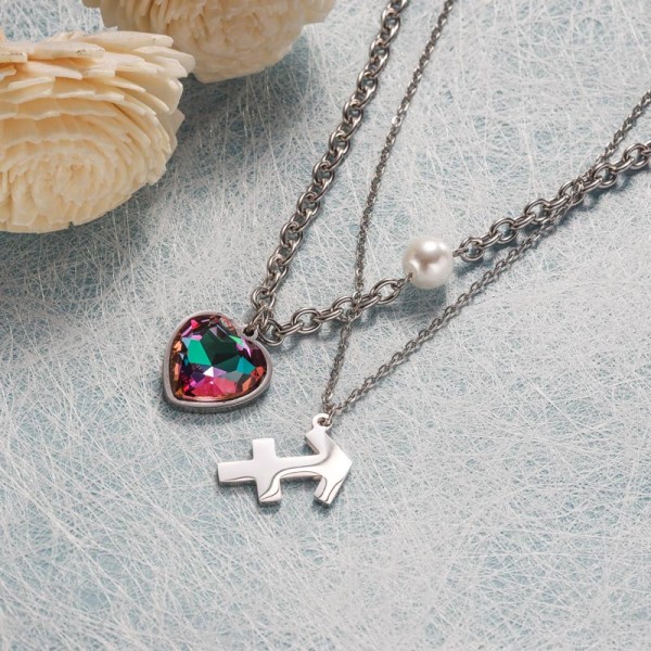 Collares de Acero Inoxidable para Mujer al por Mayor -SSNEG142-35784