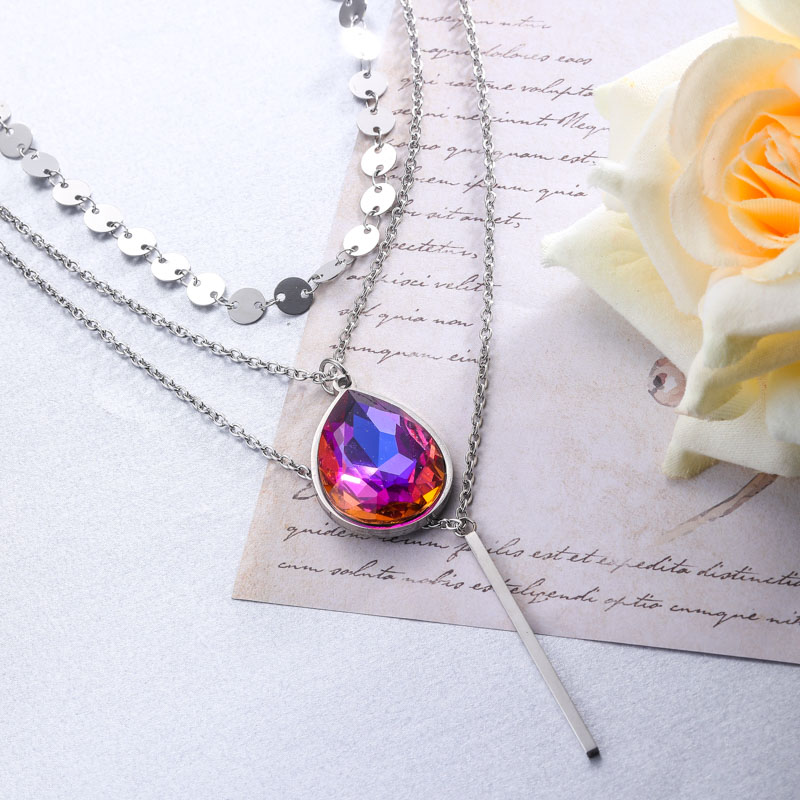 Collares de Acero Inoxidable para Mujer al por Mayor -SSNEG142-35884