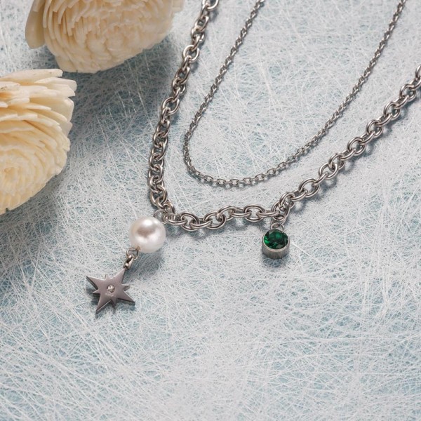 Collares de Acero Inoxidable para Mujer al por Mayor -SSNEG142-35786