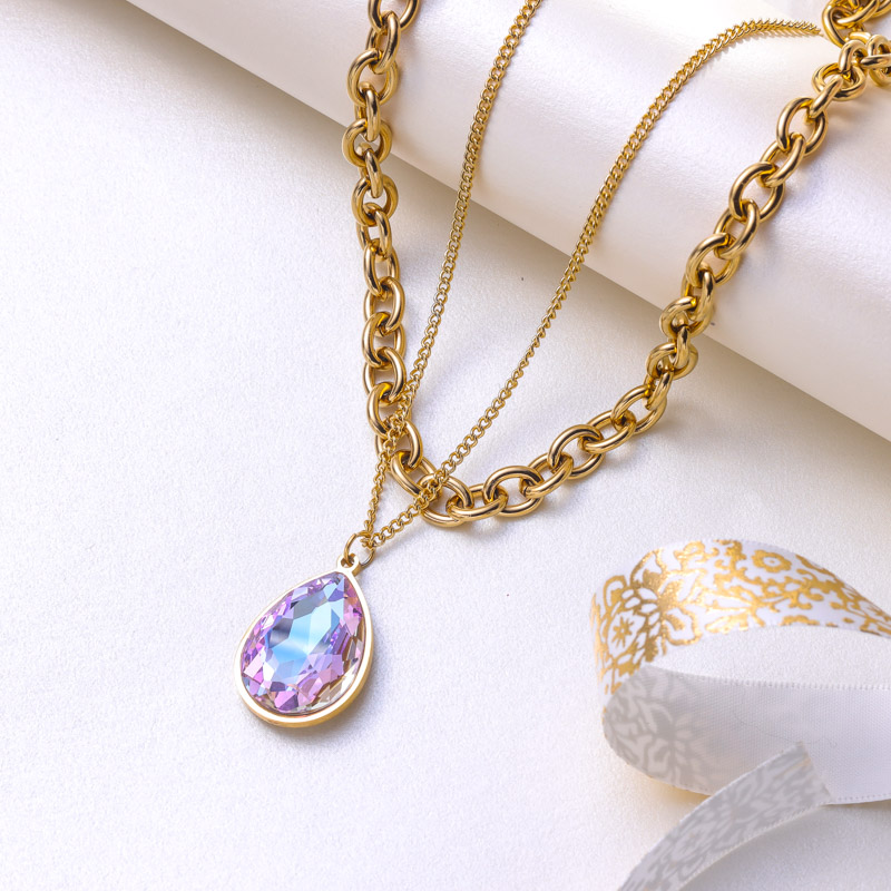 Collares de Acero Inoxidable para Mujer al por Mayor -SSNEG142-36475