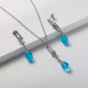 juego de collar y aretes con dije azul