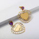 aretes mexicanos con charm corazon grande y piedras 18k