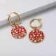 aretes de mujer con cara feliz roja oro 18k