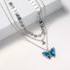 collar de moda de acero inoxidable para mujer mariposa cristal mutilcapa