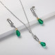 juego de collar y aretes con dije verde