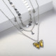 Collares de moda acero inoxidable para mujer mariposa con cristal