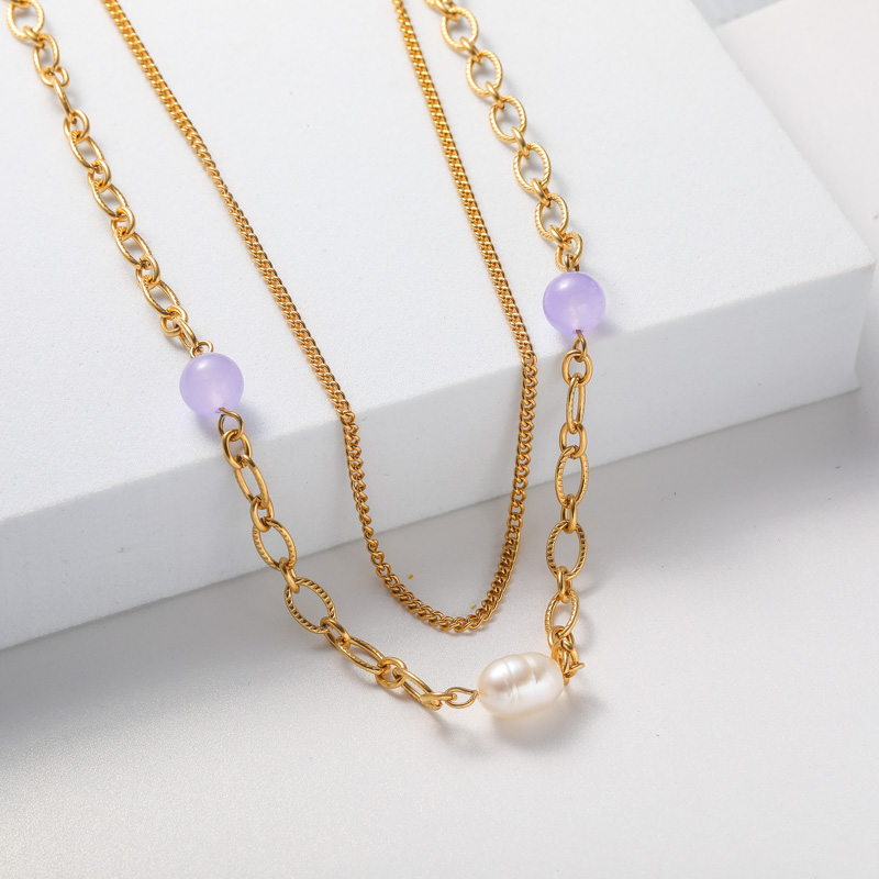 collar de perlas mujer doble cadena con perla natural