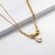 Collares de Acero Inoxidable para Mujer con dije de corazon cristal blanca