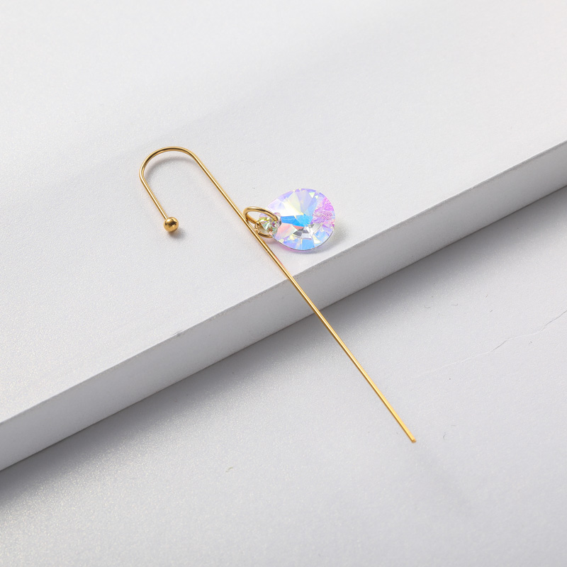 aretes para playa con piedra seleste blanca color oro 18k