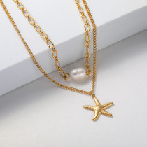 collares de moda de Acero Inoxidable 18k para Mujer por mayor aesthetic collares con perlas y estrella