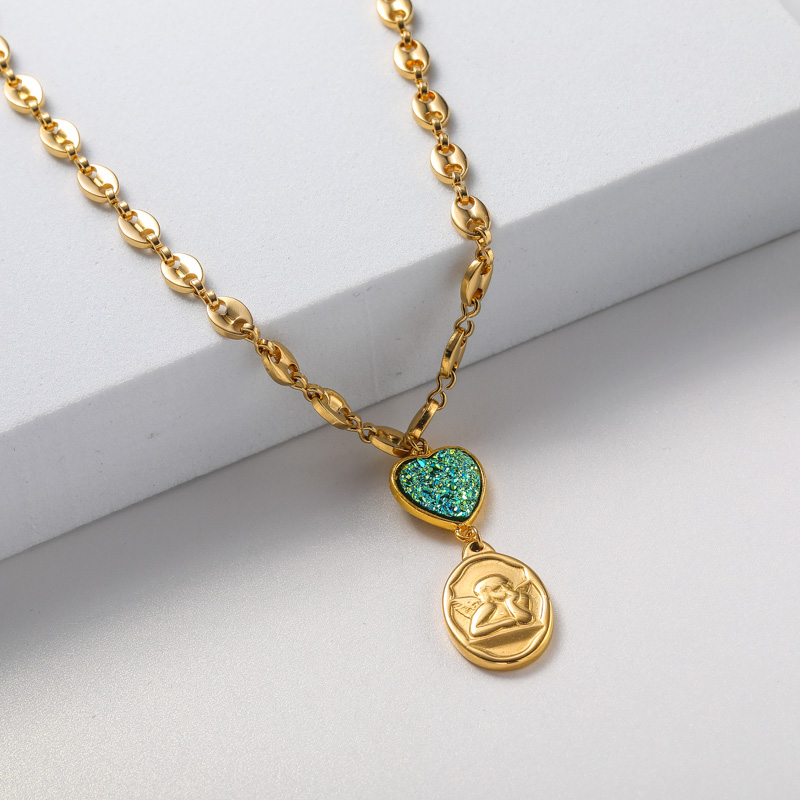 collar de mujer 18k oro con cadena especial dije corazon