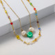 collar en doble cadena con perla natural y charm verdad piedras